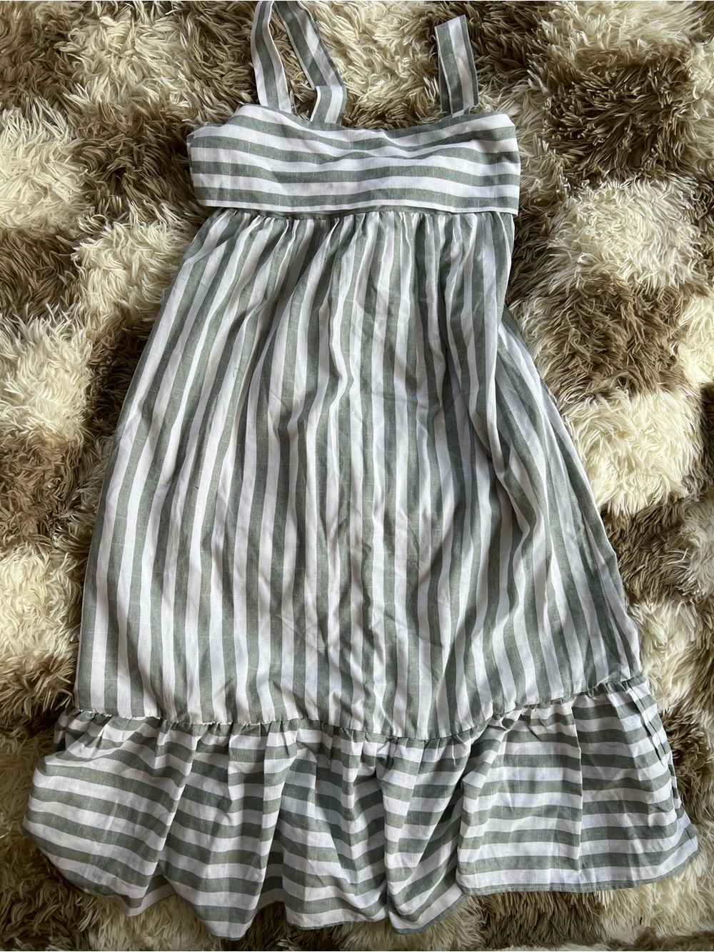 NWOT Women’s Maternity Green and White Striped Summer Dress